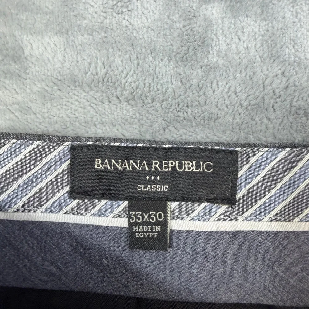 Banana Republic Classic Fit Dress Pants Men's Size 33x30 Gray Striped Trousers